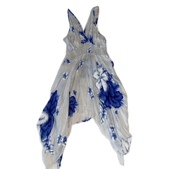 Boho Style Blue Flower Flow Dress - Picture 3 of 8